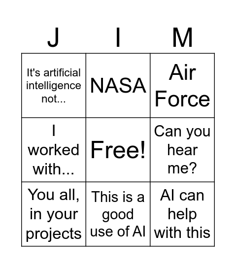Wessel Bingo Card