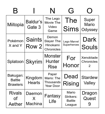 Xin [Round 2] Pants in Video Games Bingo Card
