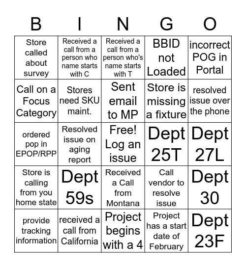 FST Bingo Card