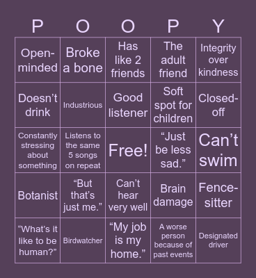 m a d e  o f  g l a s s Bingo Card