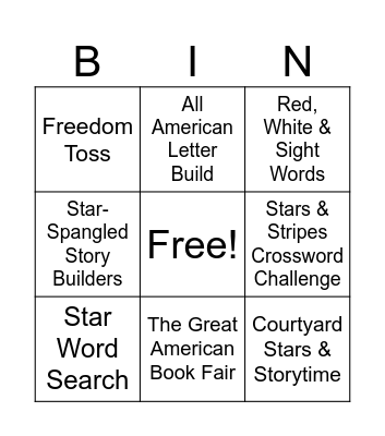 South Literacy Night Bingo Card