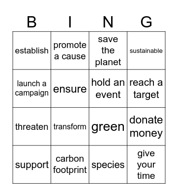 PLANET EARTH Bingo Card