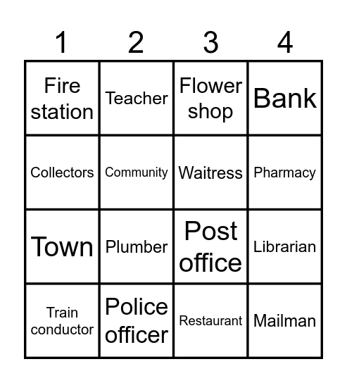 ON THE TOWN Bingo Card