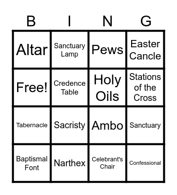 Church Places Bingo Card