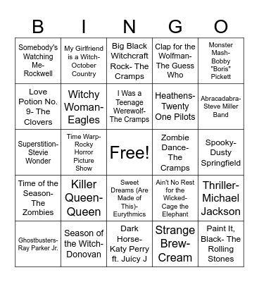Halloween Singo Bingo Card