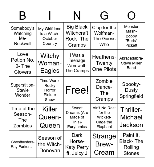 Halloween Singo Bingo Card