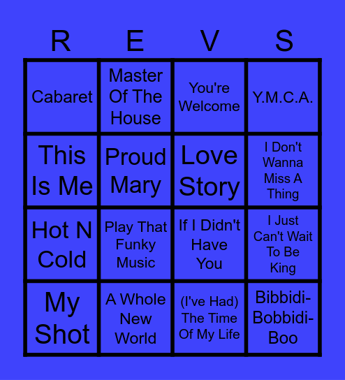 Disney & Musicals 3 (Round 2) Bingo Card