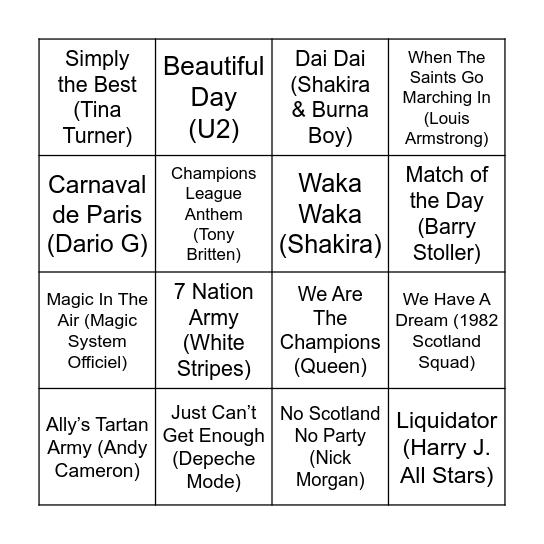 7 Bingo Card