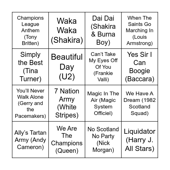 8 Bingo Card