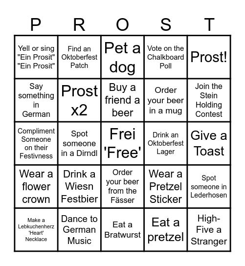 Bavarian Bingo Card