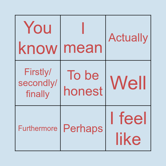 Connectors and fillers Bingo Card