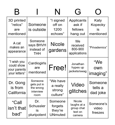 Interview Bingo 2026 Bingo Card