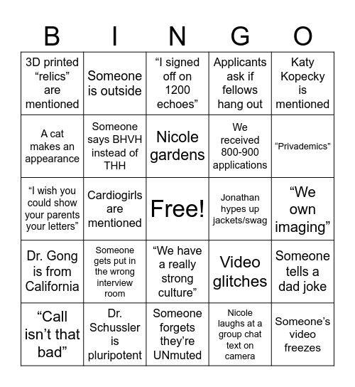 Interview Bingo 2026 Bingo Card
