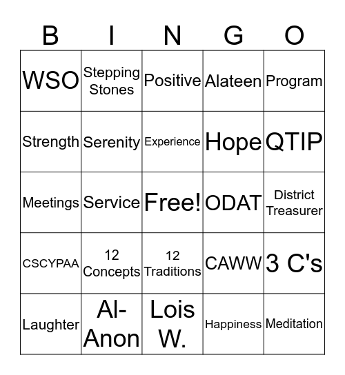 Healing Our Hearts with Laughter  Bingo Card