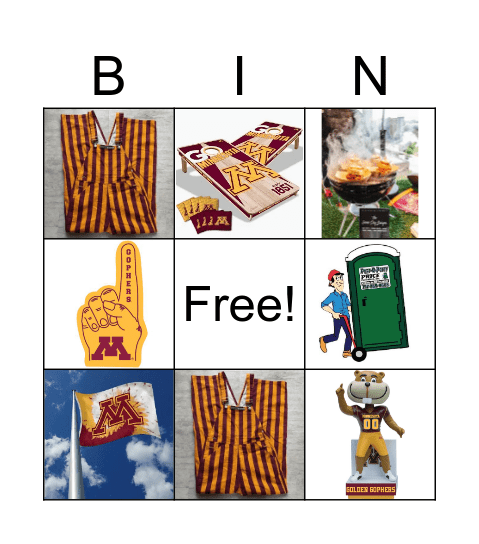 Gopher Tailgating Bingo Card