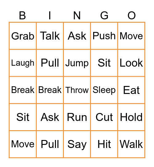 Powerful Verbs Bingo Card