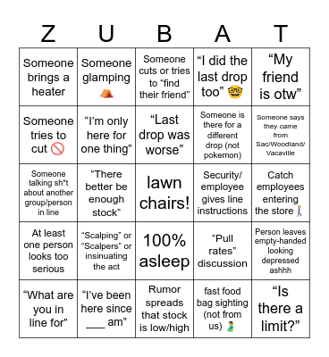 Pokemon Drop Bingo Card