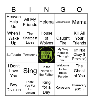 Friday Louder Than Life Bingo Card