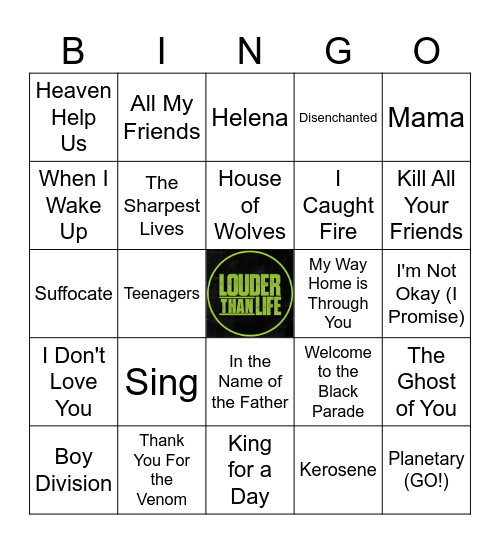 Friday Louder Than Life Bingo Card
