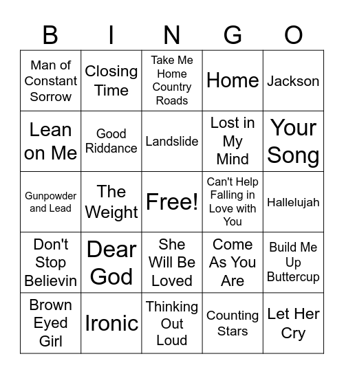 Music Heals People 4 Bingo Card