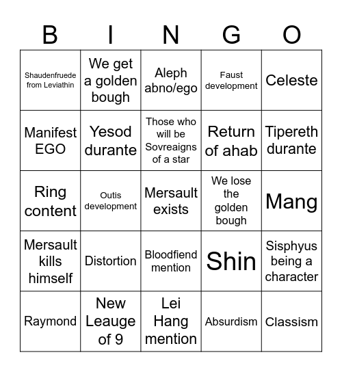 CANTO 10!!!! Bingo Card
