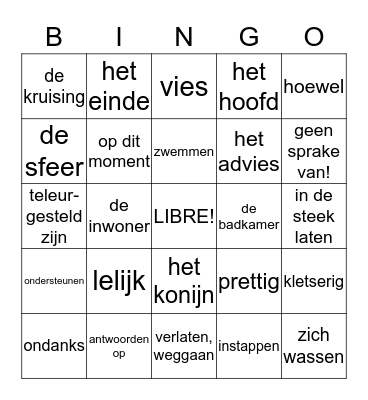 3V woordbingo chapitre 4, 5, 6 Bingo Card