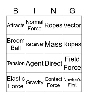 Forces Bingo Card