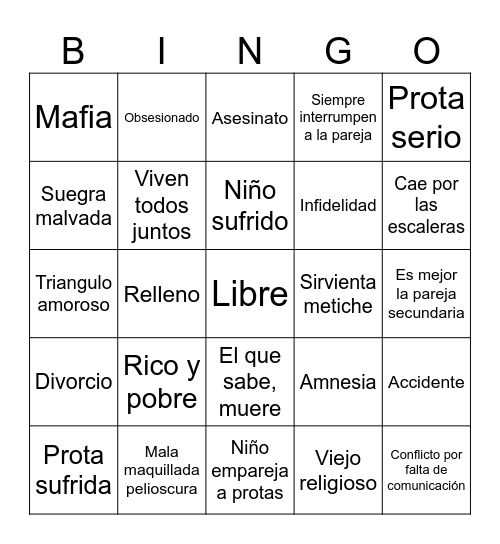 Novela Turca Bingo Card