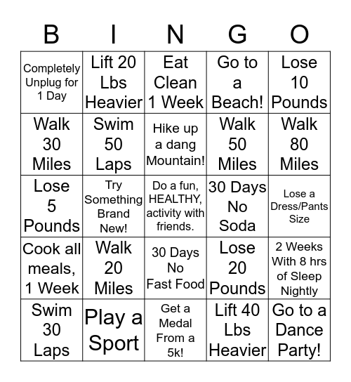 FitGeek Summer Bingo Card