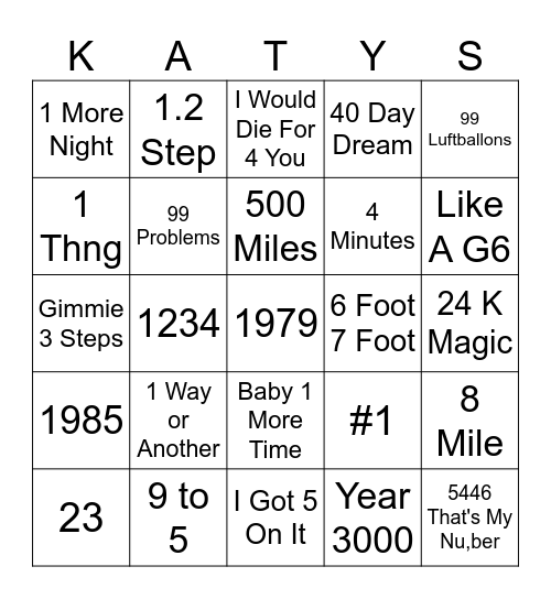Count Me In Bingo Card