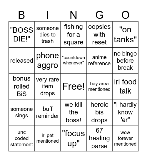last H reclear bingo 2 Bingo Card