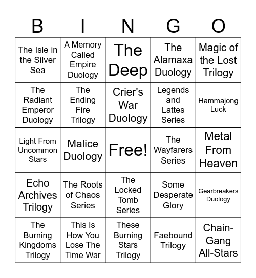 Sapphic SFF Bingo Card