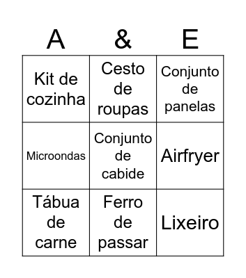 CHÁ DE CASA NOVA Bingo Card