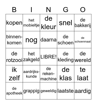 1GT- woordbingo chap 4, 5, 6 Bingo Card