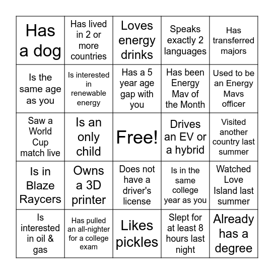 Find someone who... Bingo Card