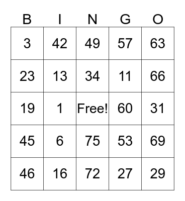 New York Life  Bingo Card