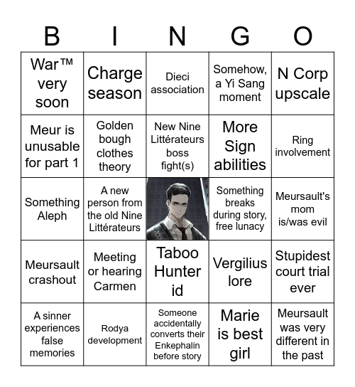 Canto 10 prediction Bingo Card