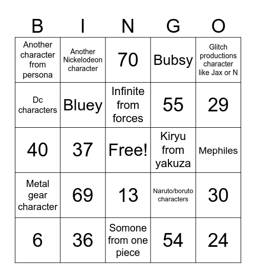 Number Bingo 1-75 Bingo Card