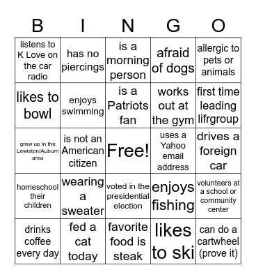 Life Group Leader Bingo Card