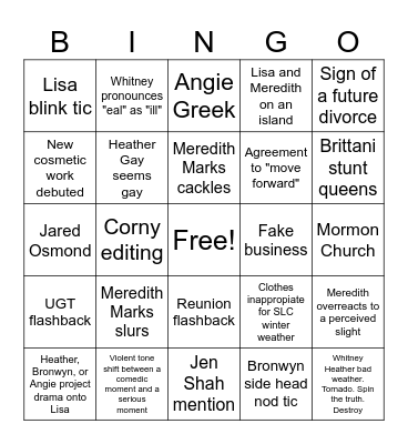 RHOSLC Premiere Bingo Card