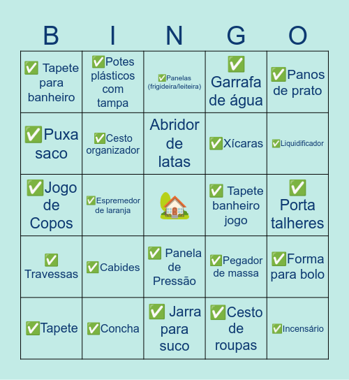 Chá de Casa Nova 🏡 Bingo Card