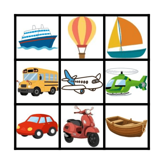 Transportation Bingo Card