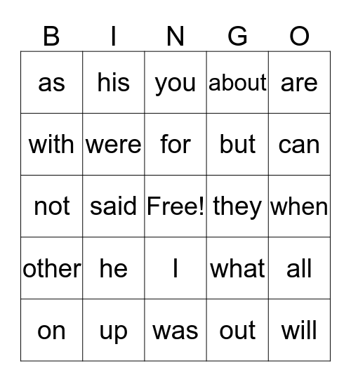 Kindergarten BINGO 3 Bingo Card
