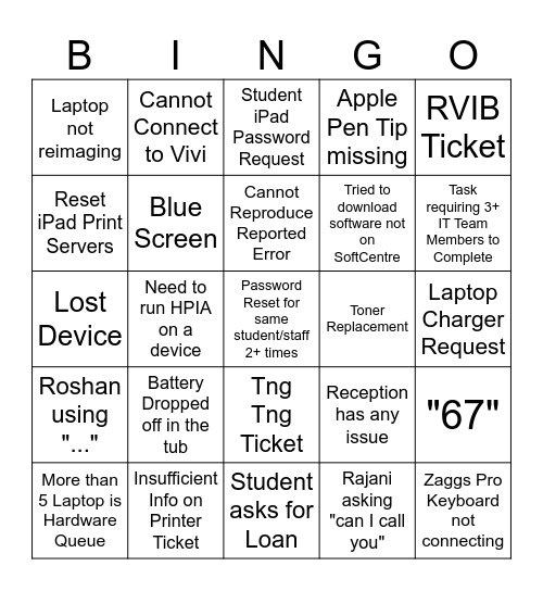 IT BINGO Card