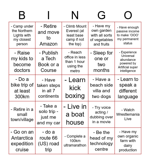 RV Bingo Card