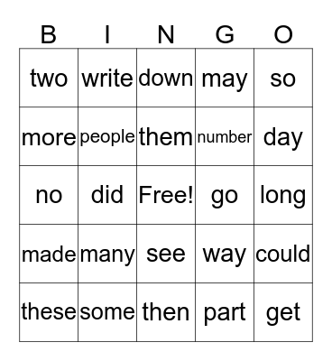 Kindergarten BINGO 4 Bingo Card