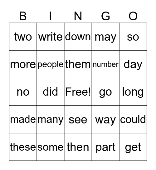Kindergarten BINGO 4 Bingo Card