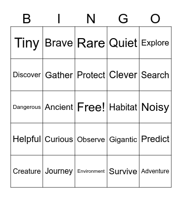 Vocabulary Bingo Card