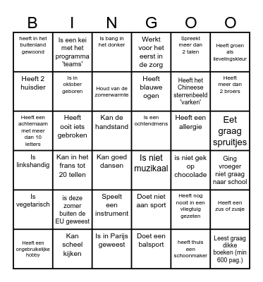 Kennismakingsbingo Card