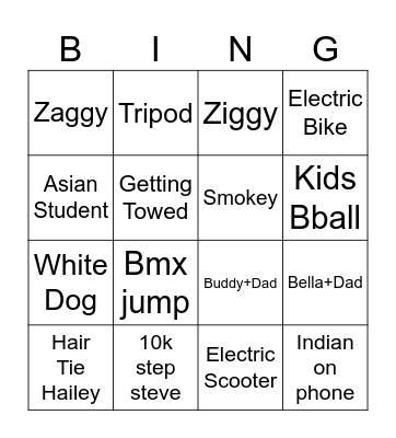 Arvo Walk Bingo Card